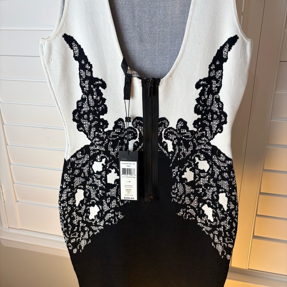 BCBGMaxAzria Black and White Contrast Mini Dress - Picture 6 of 9